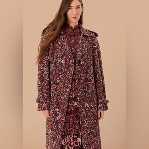 FARM Rio Purple Chelsea Garden Cotton Eyelet Trench Coat